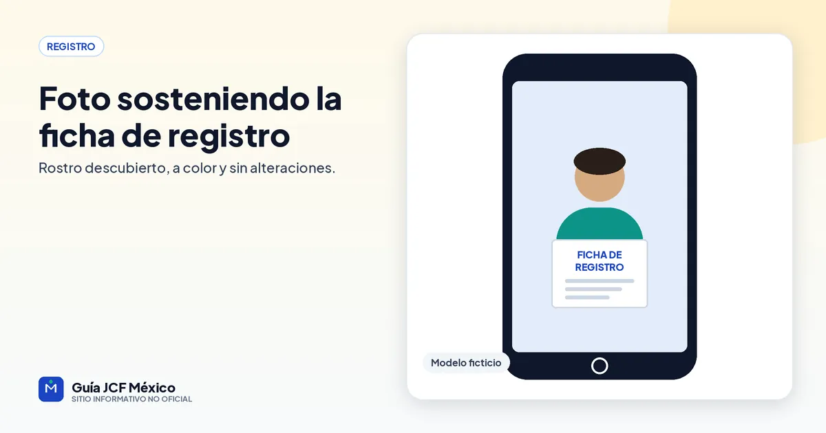 Ejemplo de fotografía sosteniendo la ficha de registro de Jóvenes Construyendo el Futuro