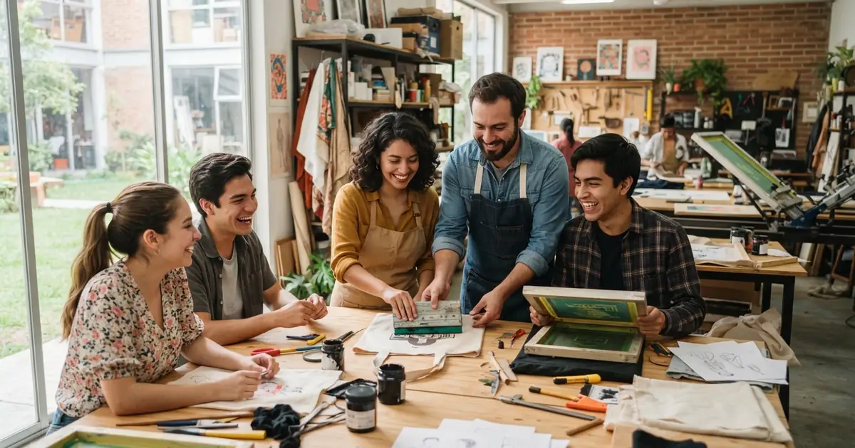 Aprendiz de Jóvenes Construyendo el Futuro capacitándose con su tutor en un taller