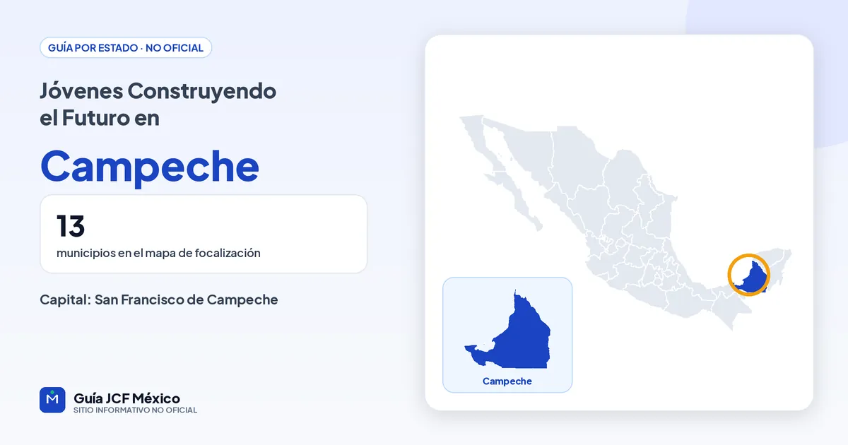 Mapa de Campeche para consultar Jóvenes Construyendo el Futuro