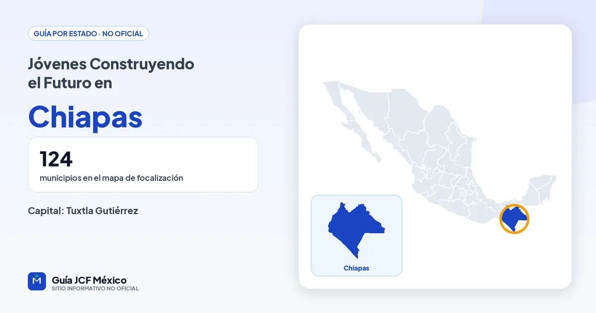 Mapa de Chiapas para consultar Jóvenes Construyendo el Futuro