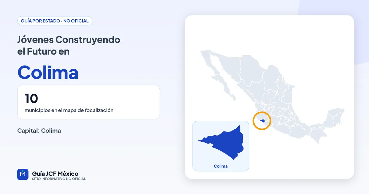Mapa de Colima para consultar Jóvenes Construyendo el Futuro