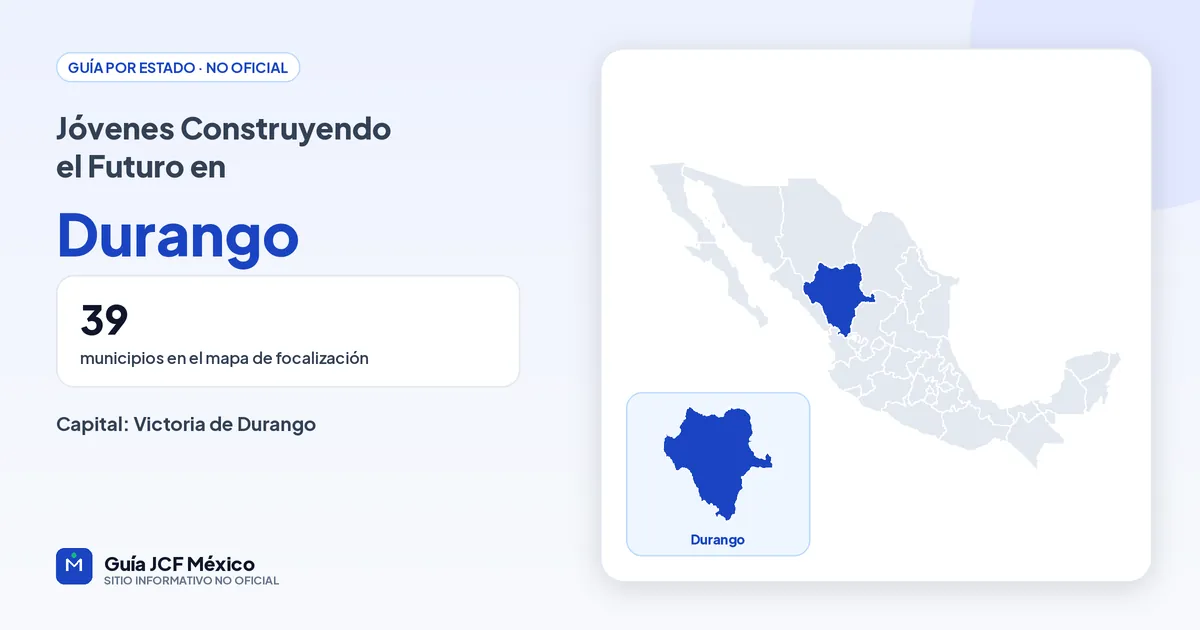 Mapa de Durango para consultar Jóvenes Construyendo el Futuro