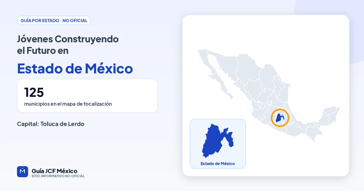Mapa de Estado de México para consultar Jóvenes Construyendo el Futuro
