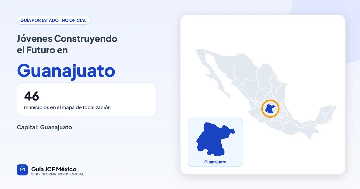 Mapa de Guanajuato para consultar Jóvenes Construyendo el Futuro