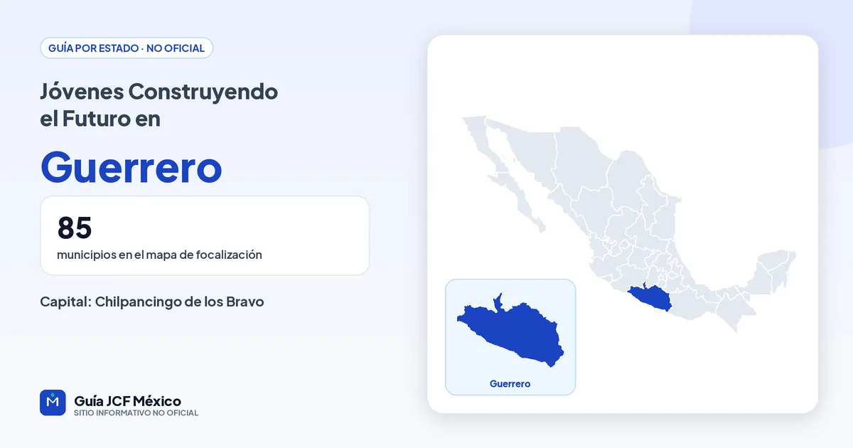 Mapa de Guerrero para consultar Jóvenes Construyendo el Futuro