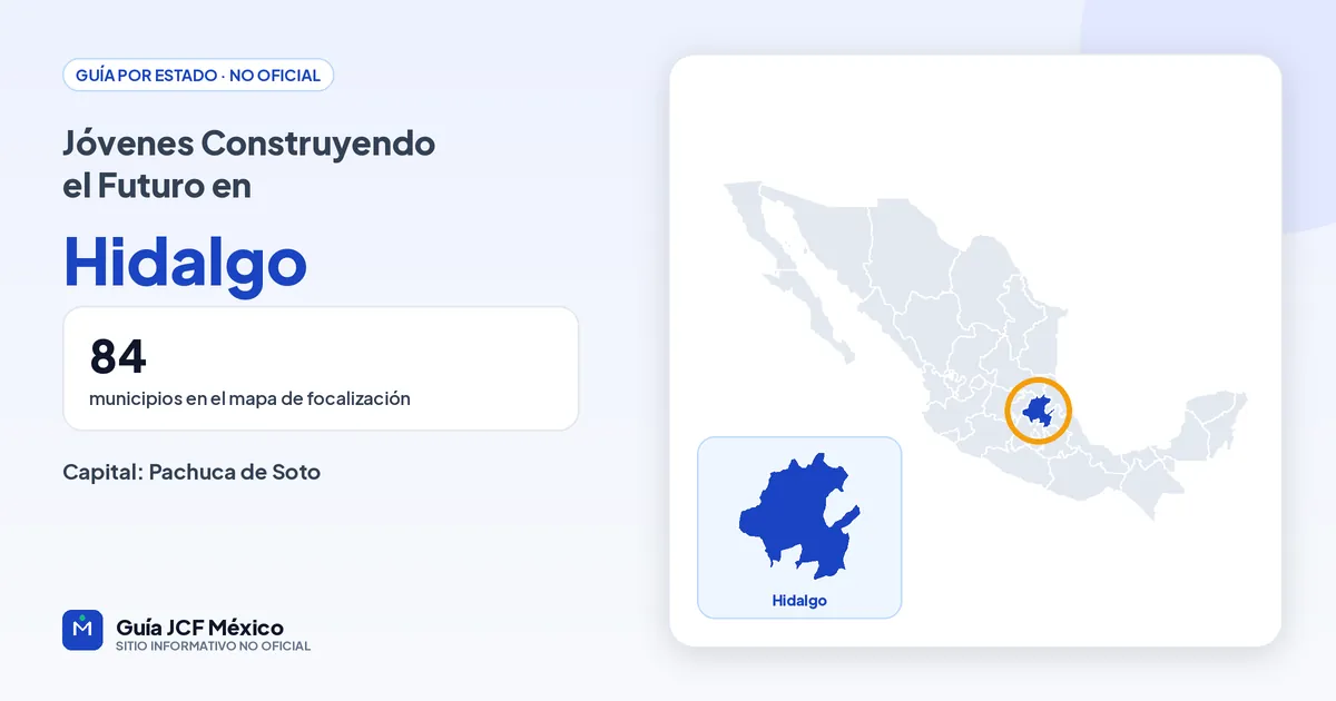 Mapa de Hidalgo para consultar Jóvenes Construyendo el Futuro