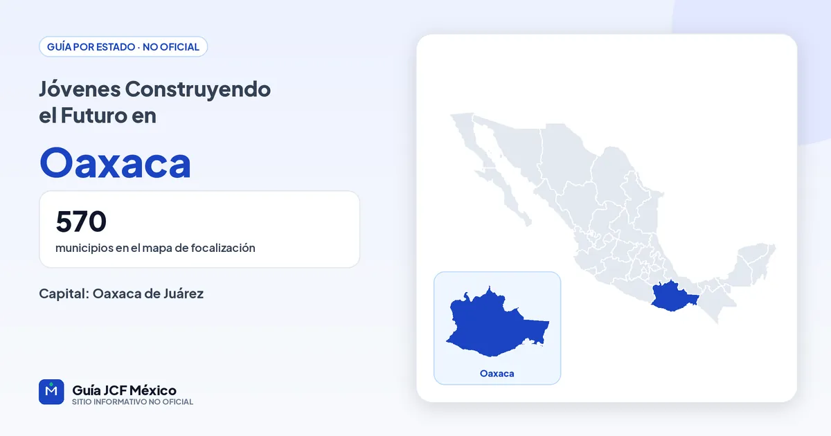 Mapa de Oaxaca para consultar Jóvenes Construyendo el Futuro