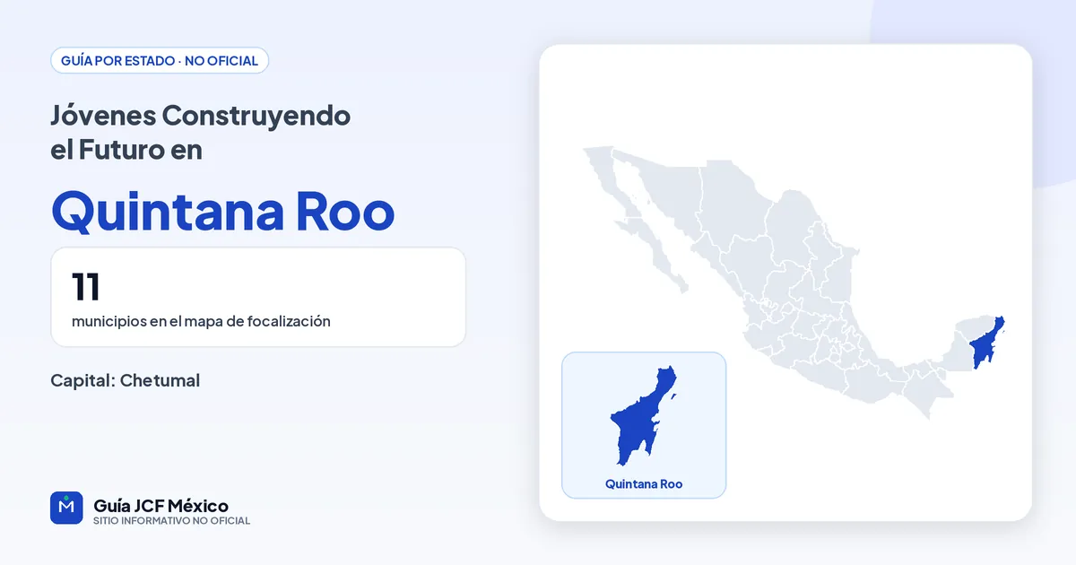 Mapa de Quintana Roo para consultar Jóvenes Construyendo el Futuro