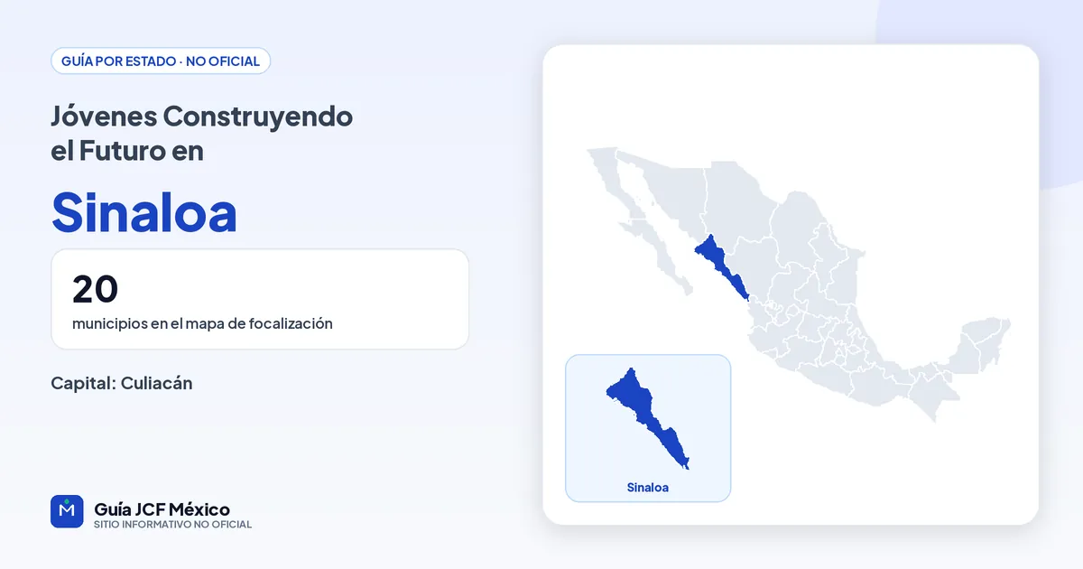 Mapa de Sinaloa para consultar Jóvenes Construyendo el Futuro