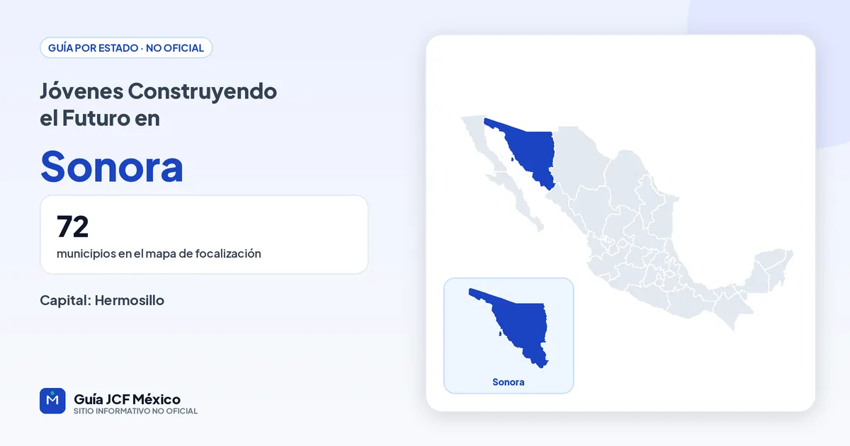 Mapa de Sonora para consultar Jóvenes Construyendo el Futuro