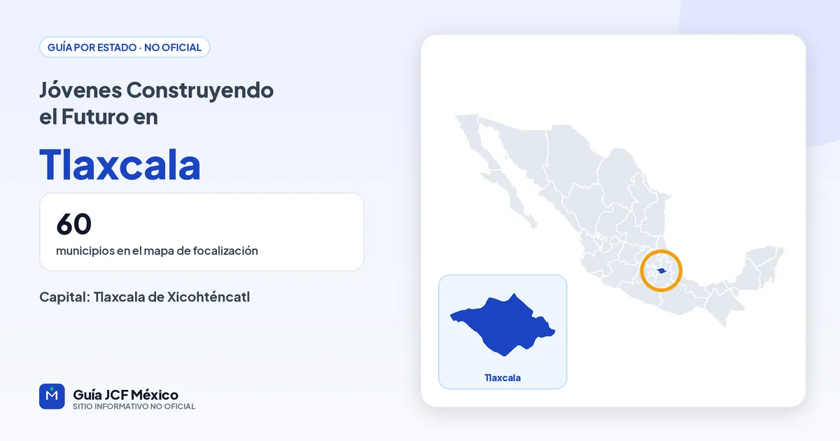 Mapa de Tlaxcala para consultar Jóvenes Construyendo el Futuro